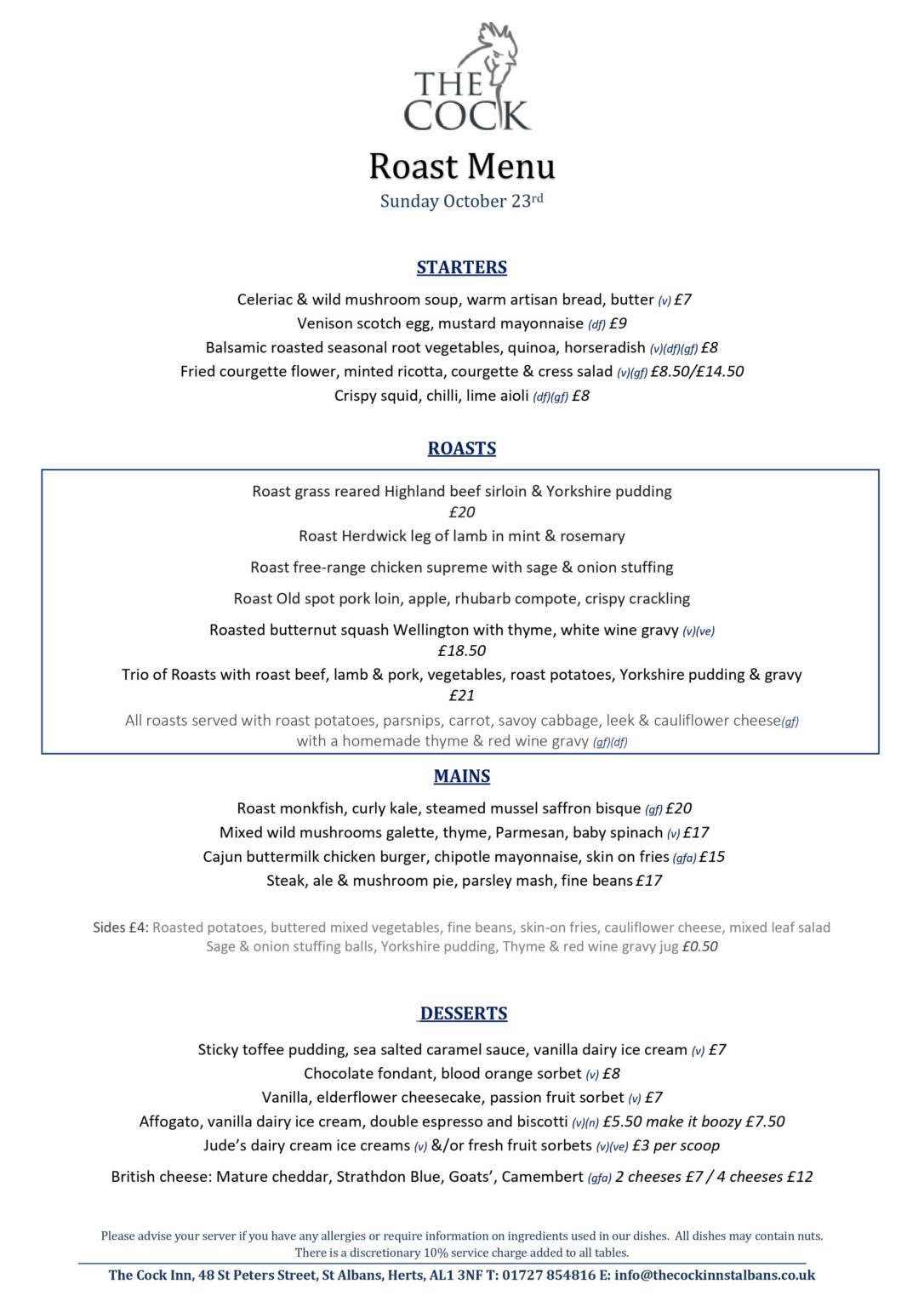 Cooked Inn Menu The Cock Inn Menu - The Cock Inn