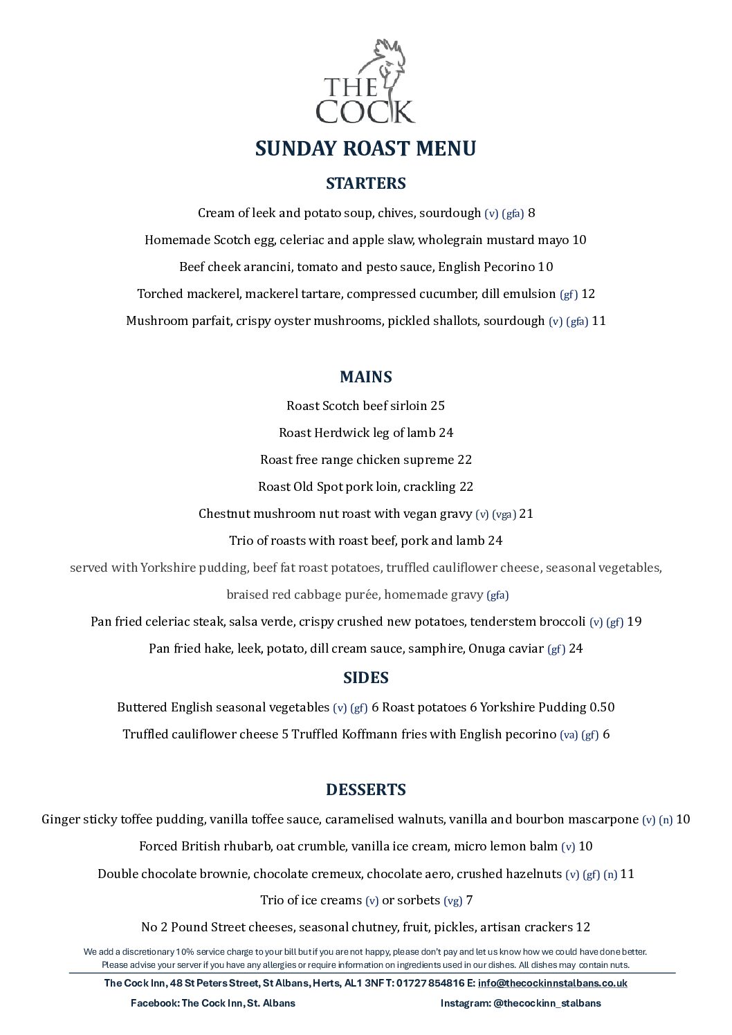 Cooked Inn Menu The Cock Inn Menu - The Cock Inn
