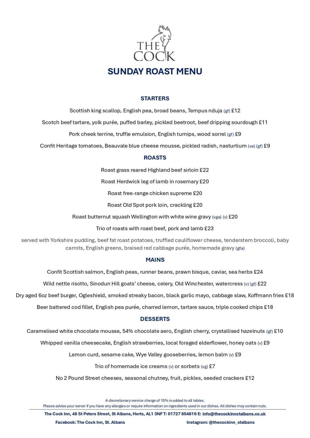 Cooked Inn Menu The Cock Inn Menu - The Cock Inn