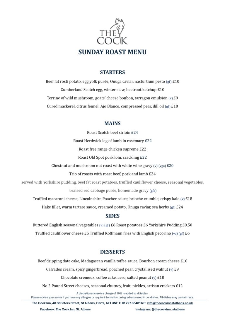 Cooked Inn Menu The Cock Inn Menu - The Cock Inn